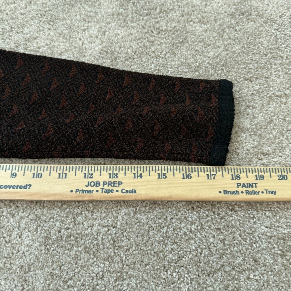 Vtg French Rags Brown Black Geometric Jacquard Rayon Knit Longline Cardigan Sz 2 - Picture 11 of 11